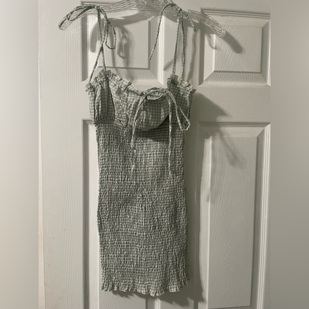 Princess Polly Light Gray/Olive Green Mini Dress - Picture 3 of 7